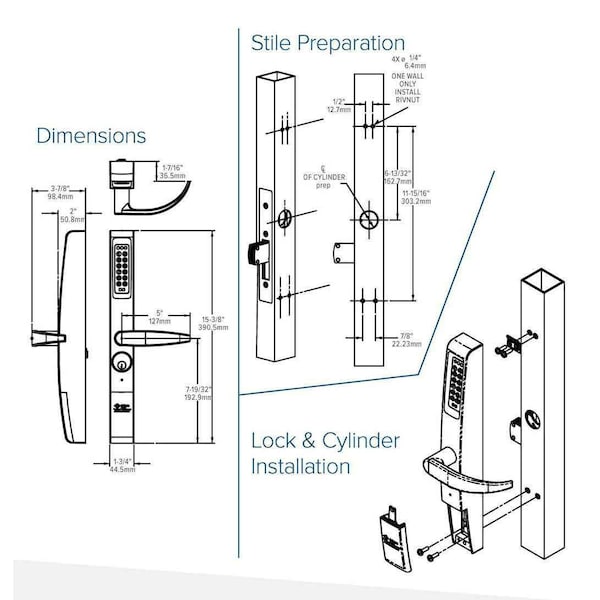 Adams Rite eFORCE-150 KEYLESS ENTRY TRIM FOR 45/47/4900 AND 8000 SERIES SELECTABLE HAND/OUTDOOR RATE ADR-3090-01-121 - main